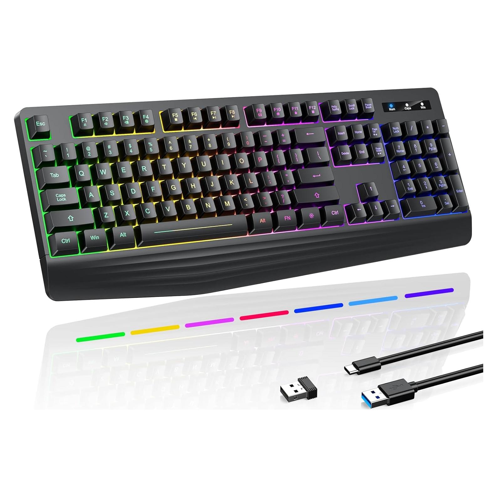 Teclado Gaming Inalámbrico Yesbeaut PC414 RGB y Silencioso