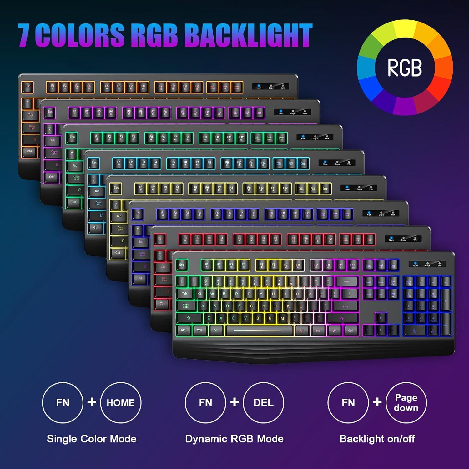 Teclado Gaming Inalámbrico Yesbeaut PC414 RGB y Silencioso