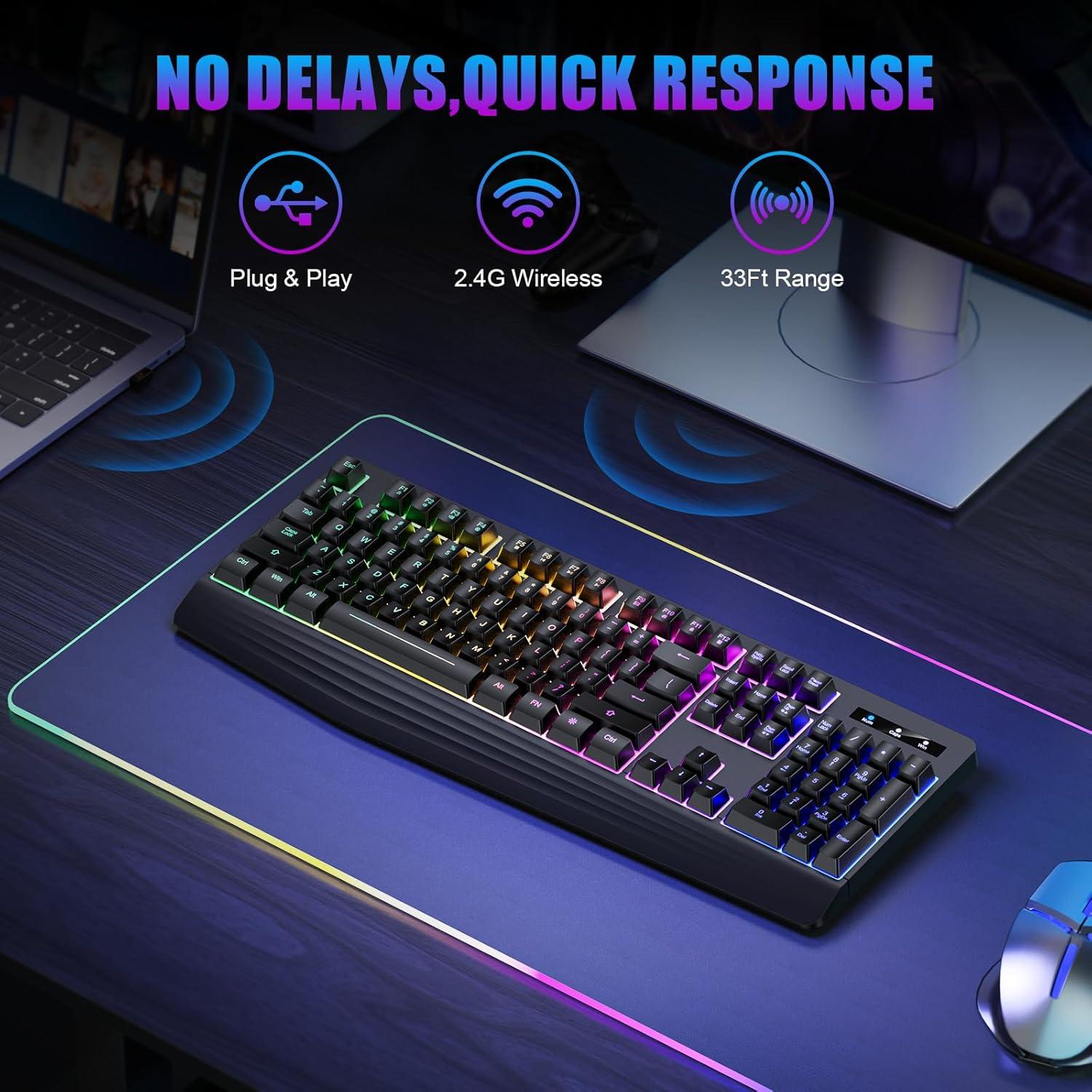 Teclado Gaming Inalámbrico Yesbeaut PC414 RGB y Silencioso