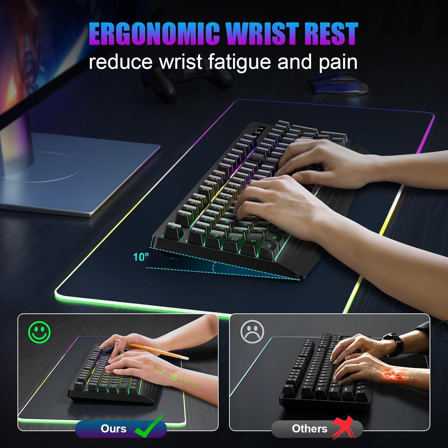 Teclado Gaming Inalámbrico Yesbeaut PC414 RGB y Silencioso