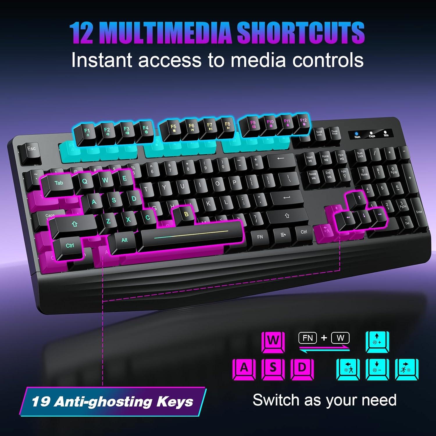 Teclado Gaming Inalámbrico Yesbeaut PC414 RGB y Silencioso