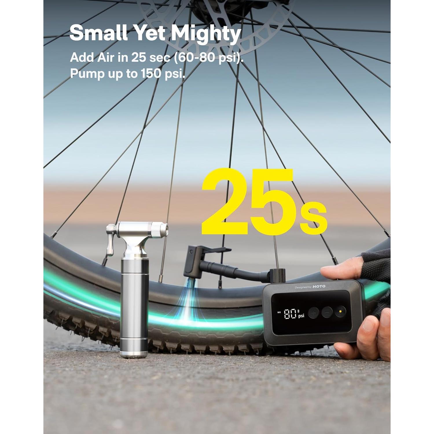 Bomba de Aire Eléctrica HOTO Pocket 150 PSI Mini Automática