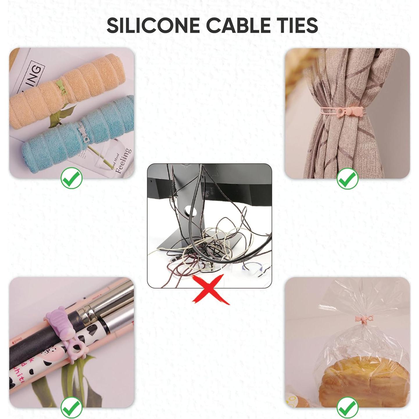 Paquete de 50 ataduras de cable de silicona 365Home 10.6 cm