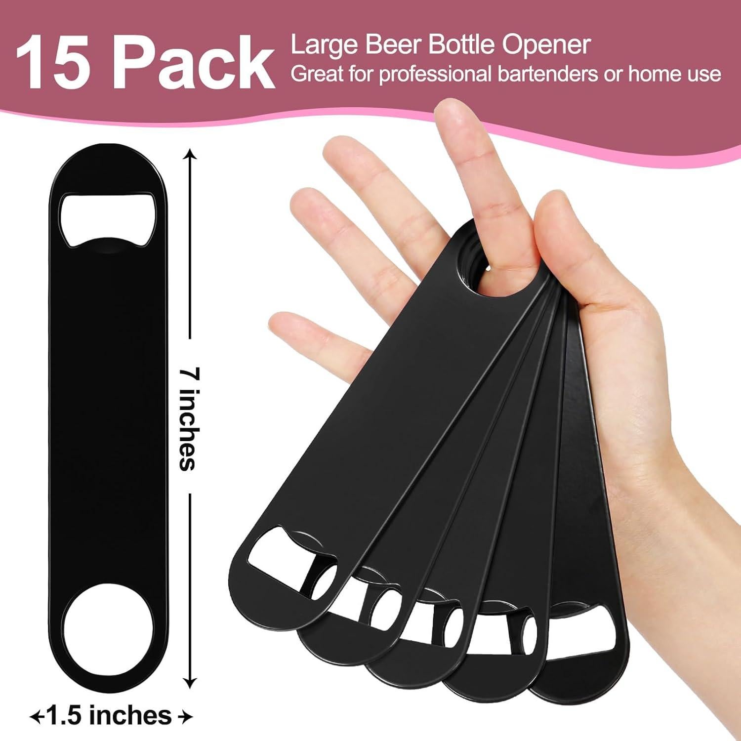 Juego de 15 Abrebotellas de Cerveza WEGAZ Acero Inoxidable Negro