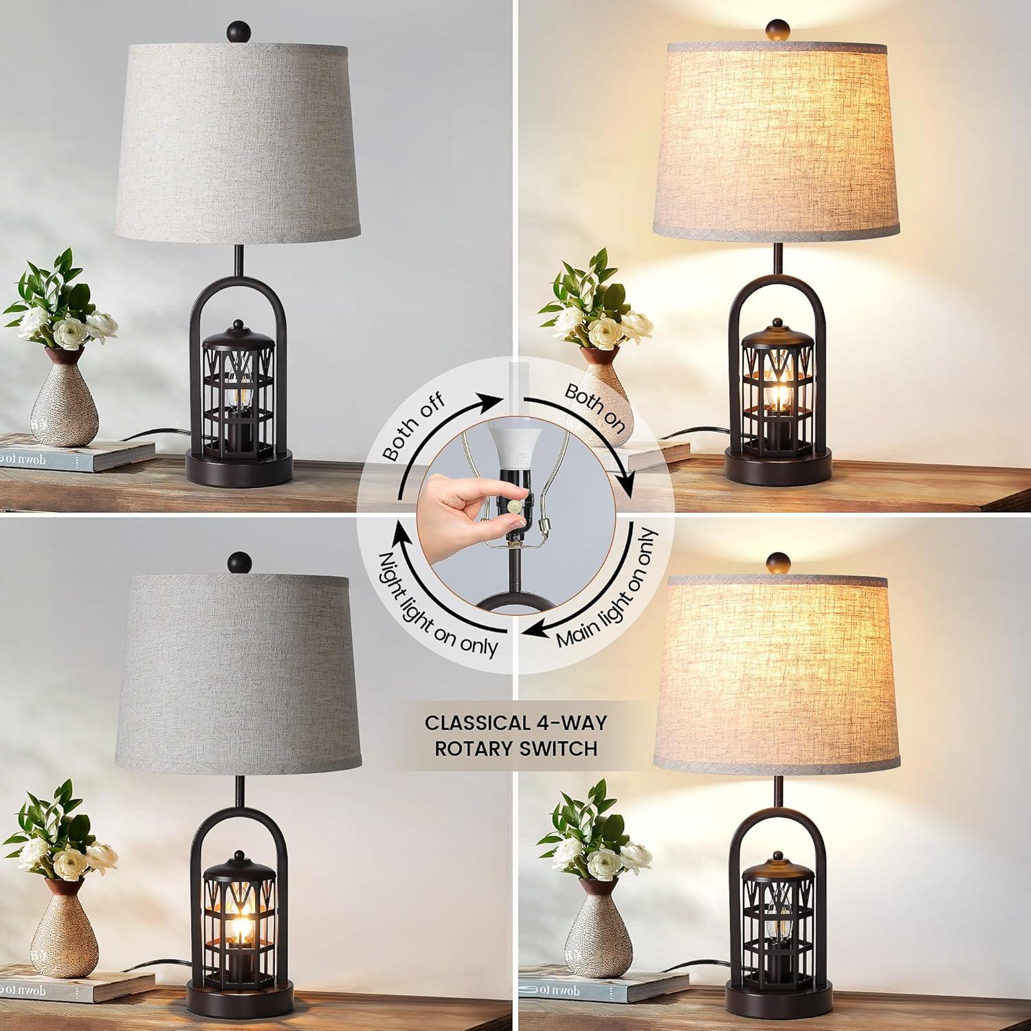 Juego de 2 Lámparas de Mesa Rústicas ZenGlimmer con USB