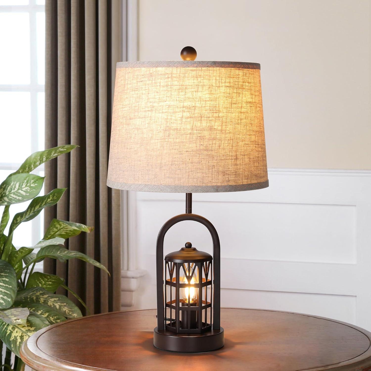 Juego de 2 Lámparas de Mesa Rústicas ZenGlimmer con USB