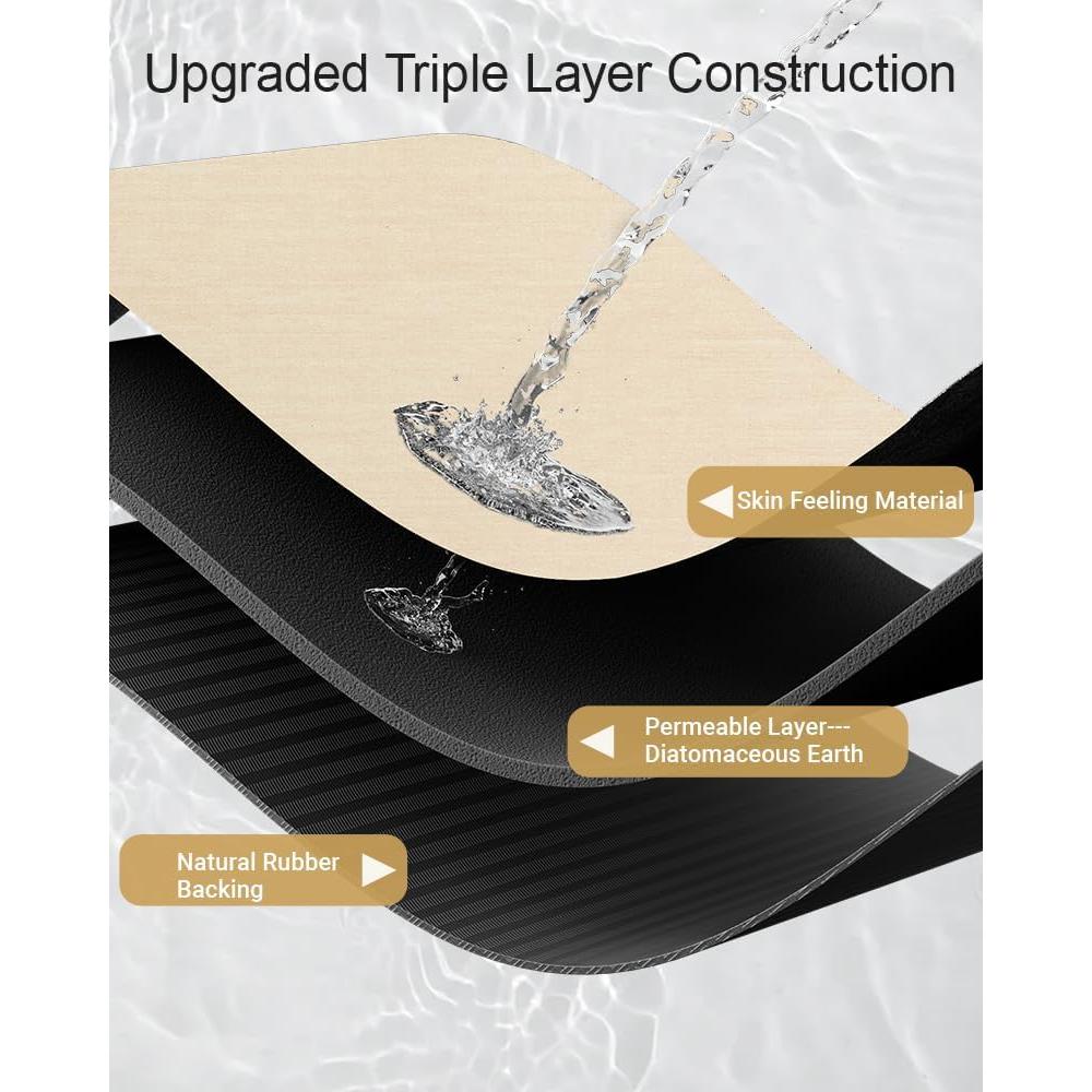 Alfombra de Baño Antideslizante Mecko Beige 40x60cm Suede