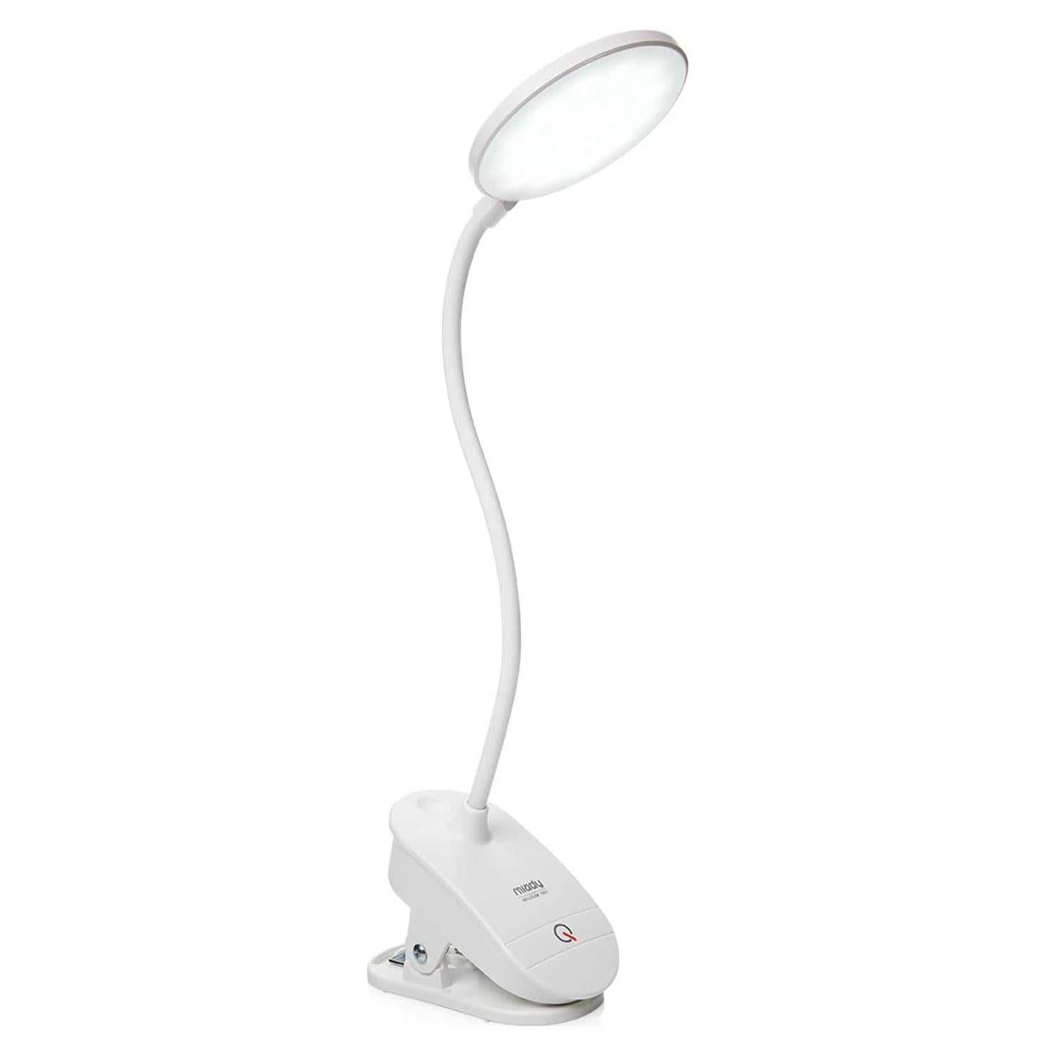 Lámpara de Clip Miady LDL04, Luz de Lectura Recargable USB, 3 Niveles de Brillo