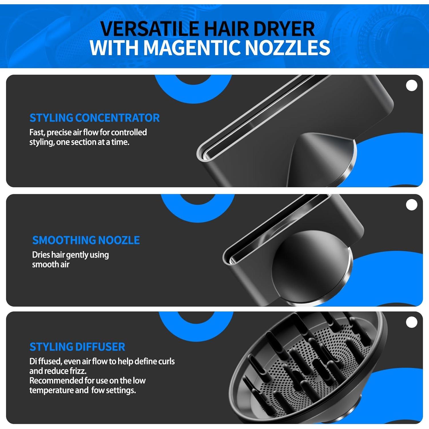 Secador de Pelo Iónico Profesional Lanvier 299g con Difusor