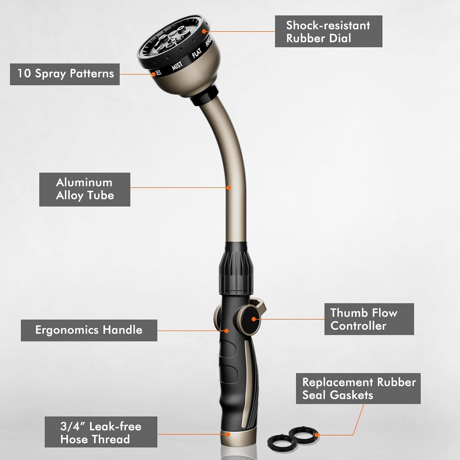 Varilla de Riego Restmo de Metal 38 cm 10 Patrones Rociado