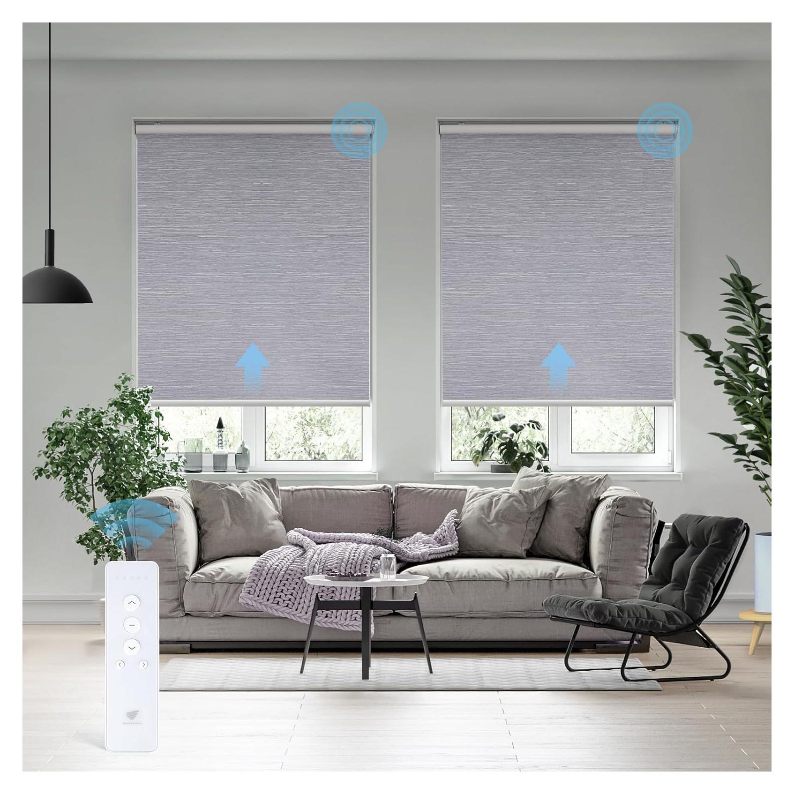 Cortina Enrollable Motorizada SmartWings 60x182 cm Gris Claro