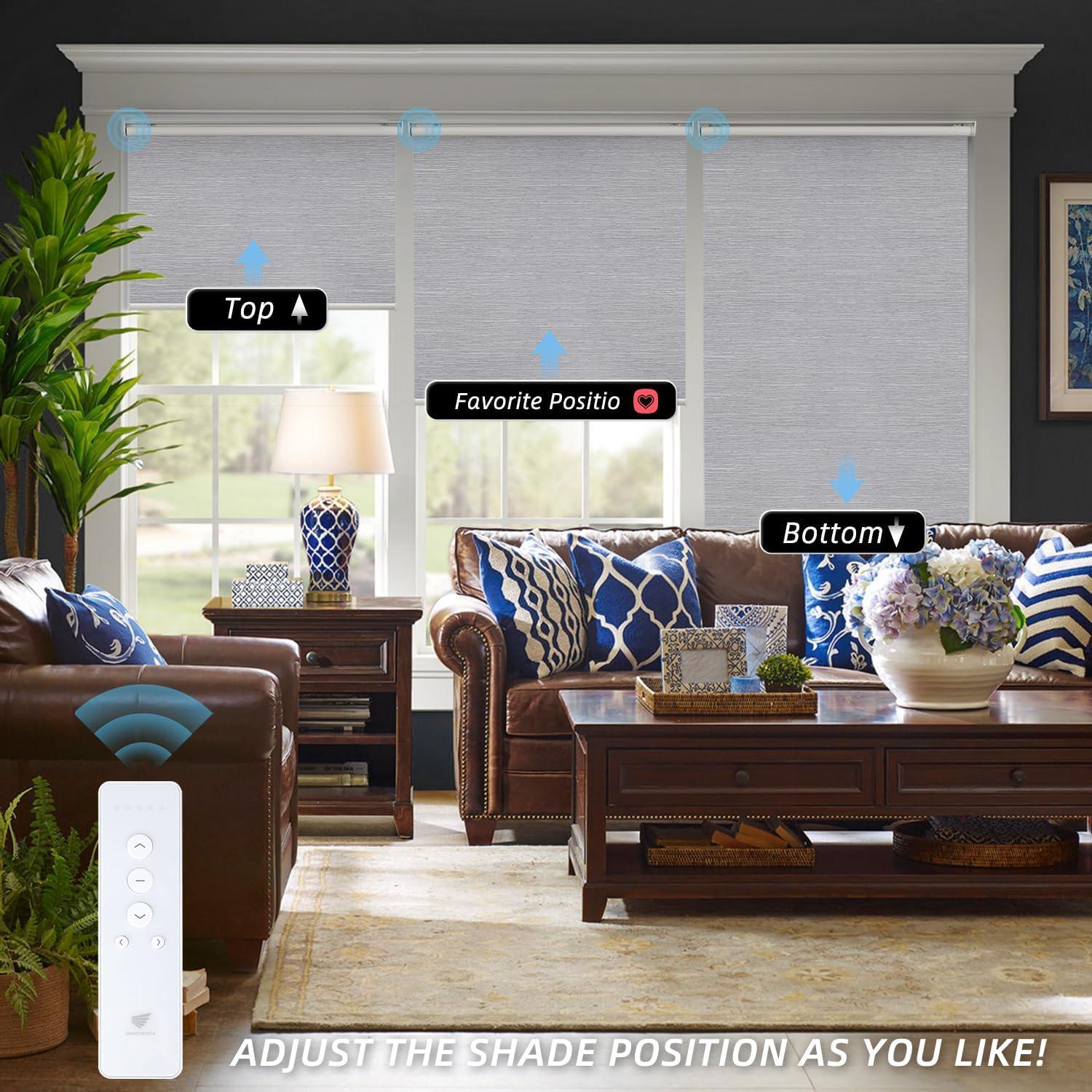 Cortina Enrollable Motorizada SmartWings 60x182 cm Gris Claro