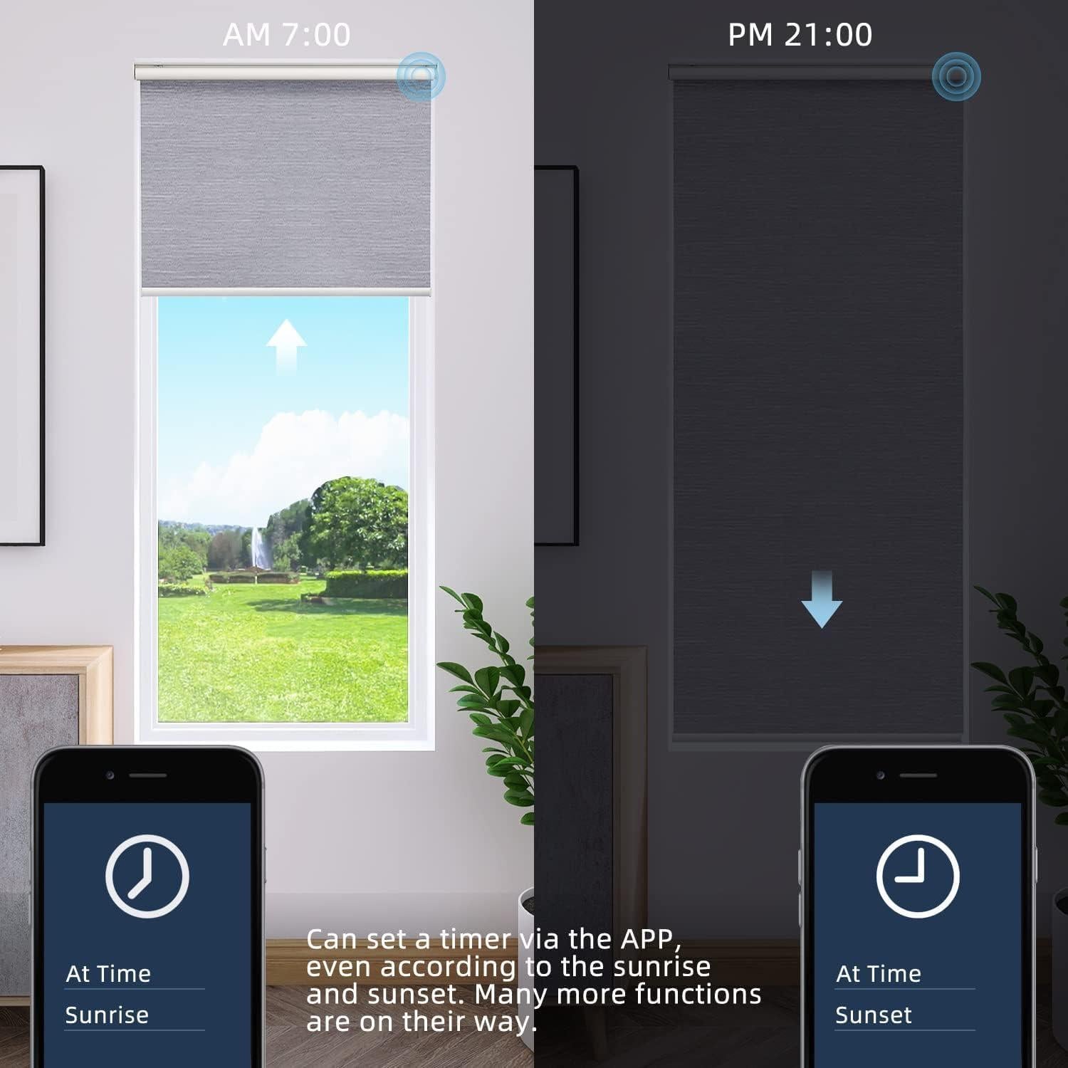 Cortina Enrollable Motorizada SmartWings 60x182 cm Gris Claro