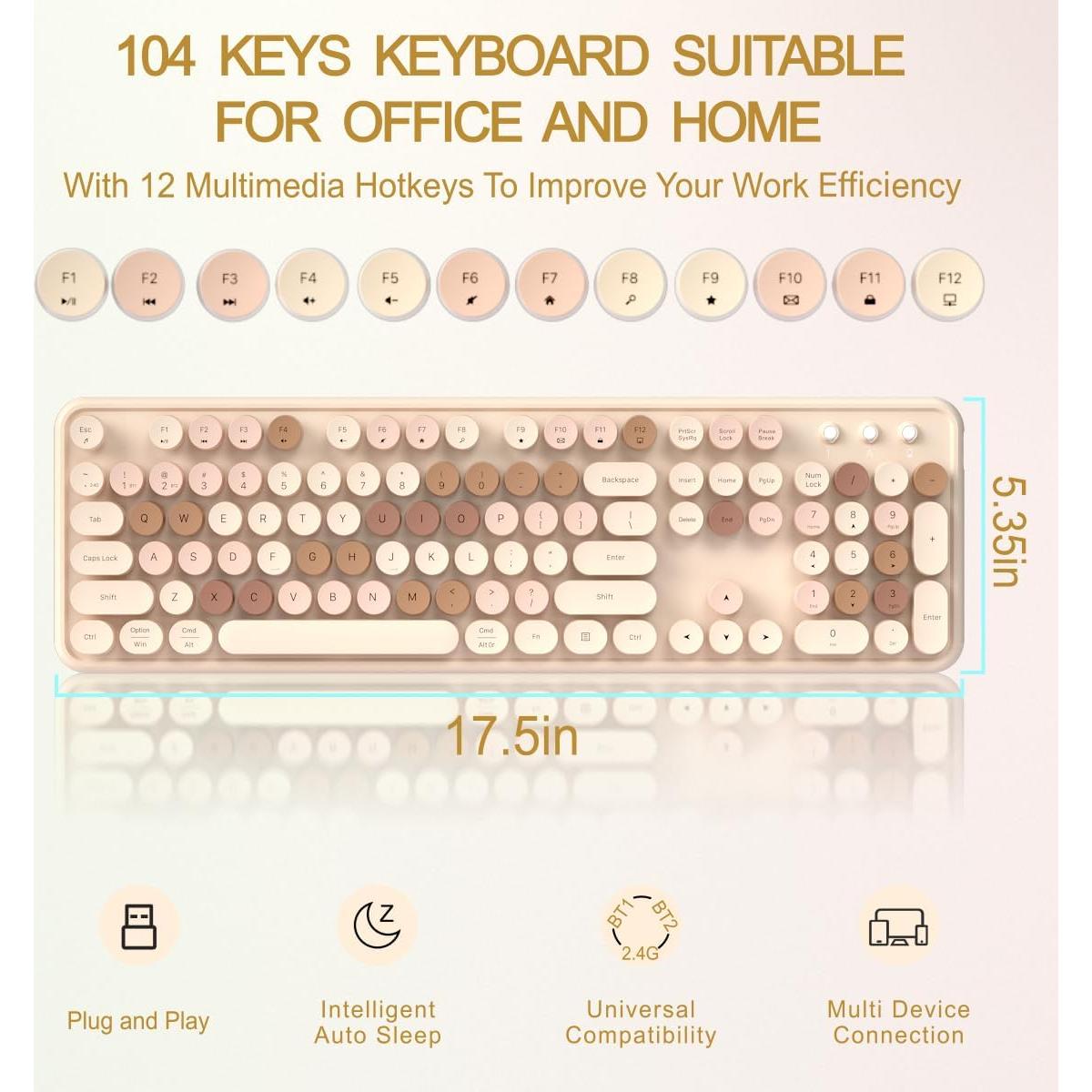 Teclado Inalámbrico JAMfit Retro 104 Teclas Color Leche