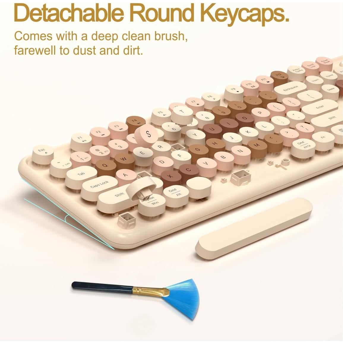 Teclado Inalámbrico JAMfit Retro 104 Teclas Color Leche