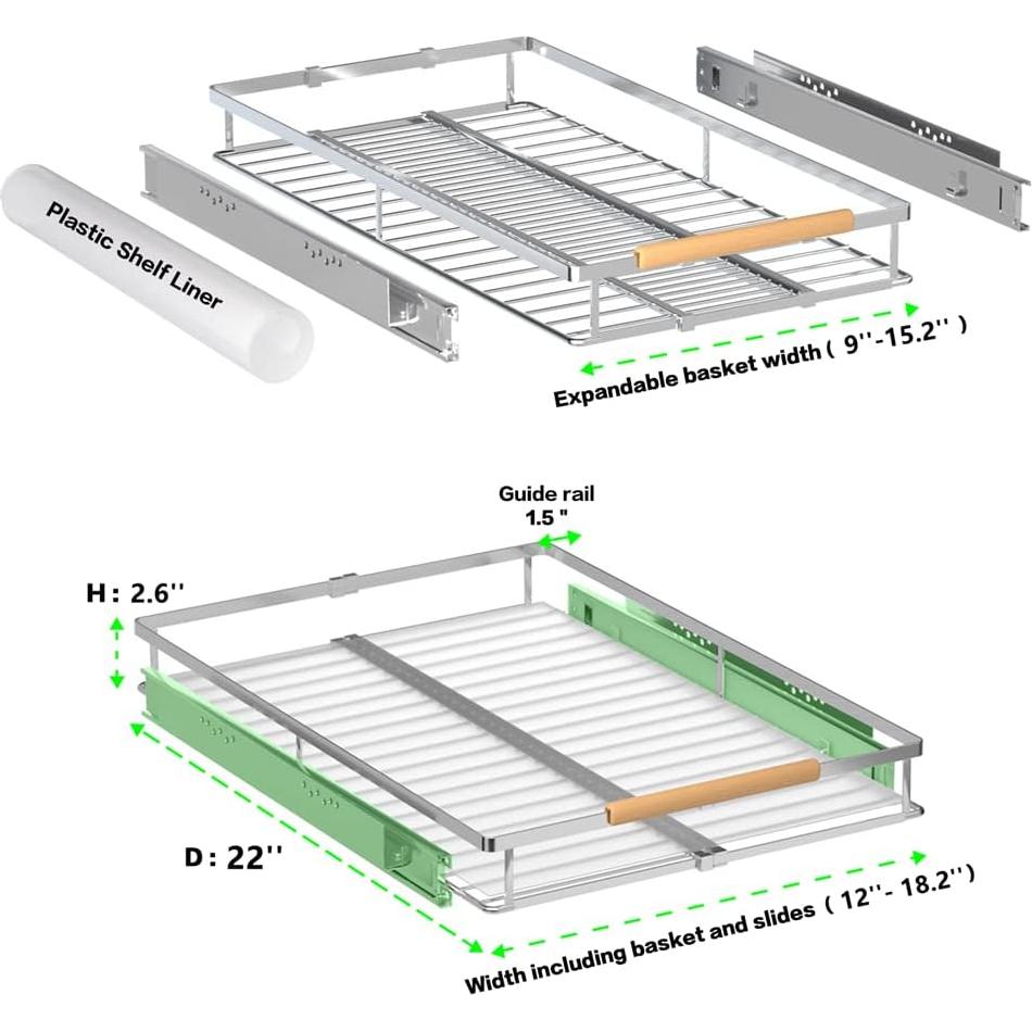 Organizador Extraíble MIYUPTC para Gabinete 30.5-46.2cm x 55.9cm