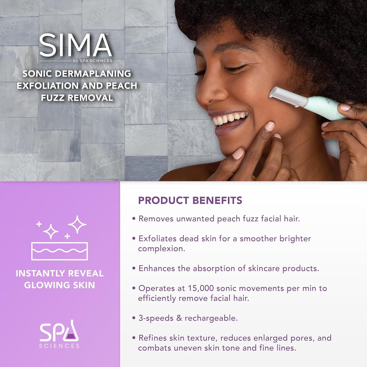 Afeitadora Dermaplane Spa Sciences SIMA - Exfoliación Facial Indolora 2-en-1