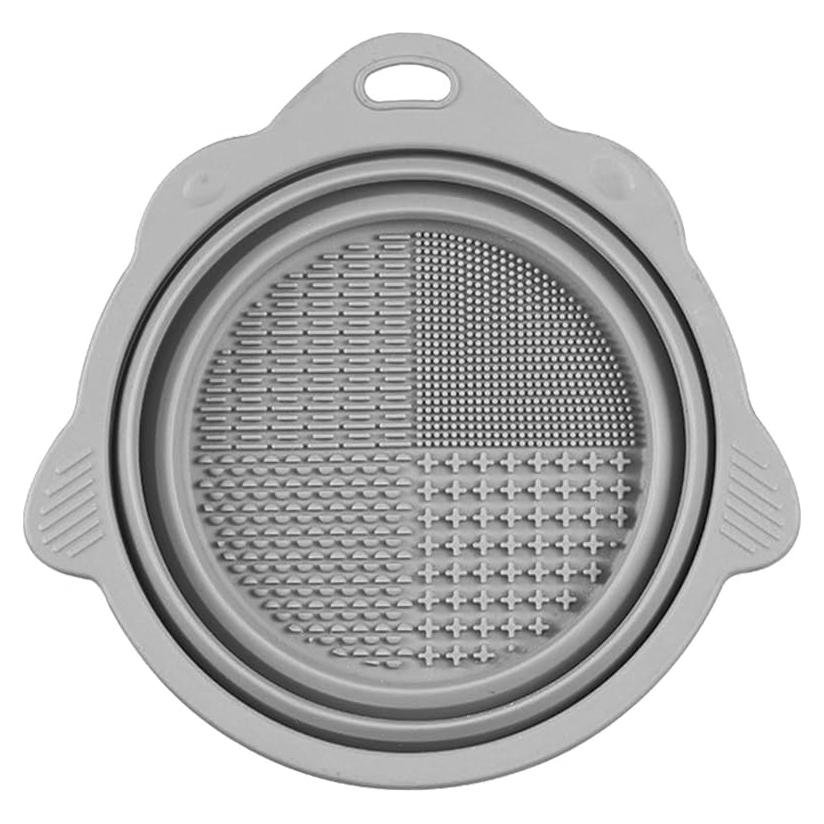 Alfombrilla y Cuenco Limpiador de Brochas de Maquillaje Gris