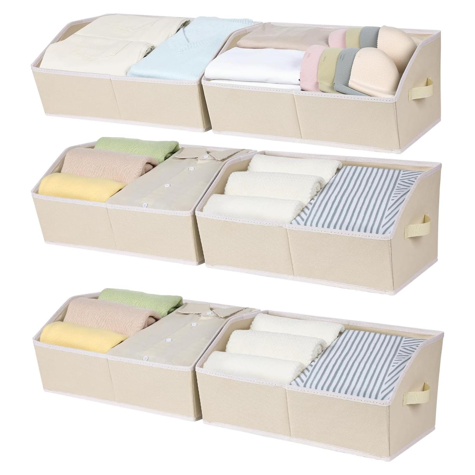 Cajas de Almacenamiento Trapezoidales Easortm 6 Piezas Beige