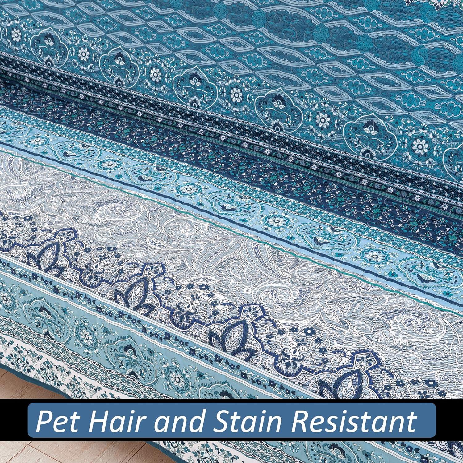 Funda de Sofá Boho WONGS BEDDING Azul Rayas 3 Plazas 168 cm