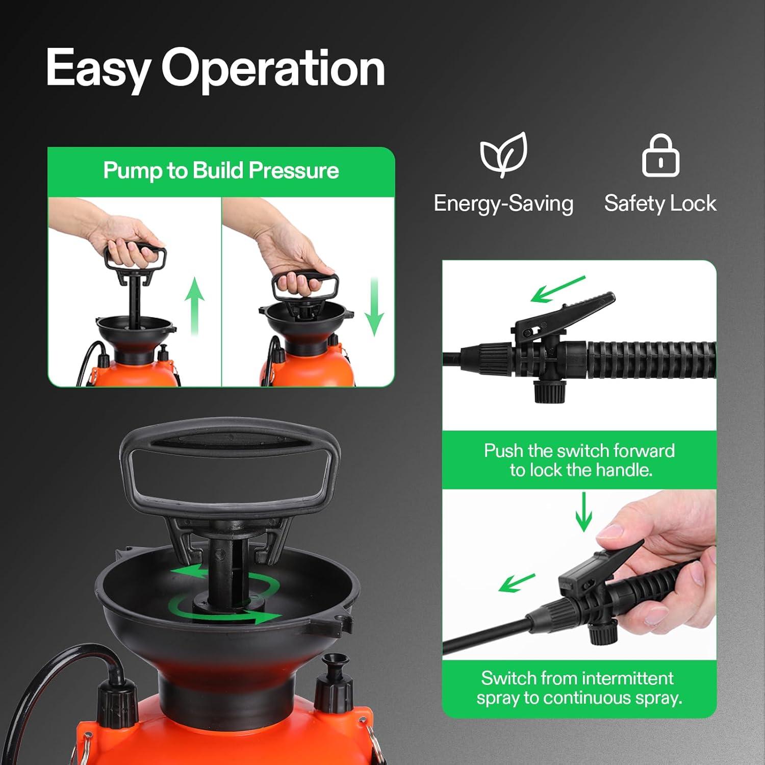 Pulverizador de Presión VIVOSUN 3L Naranja con Correa Ajustable