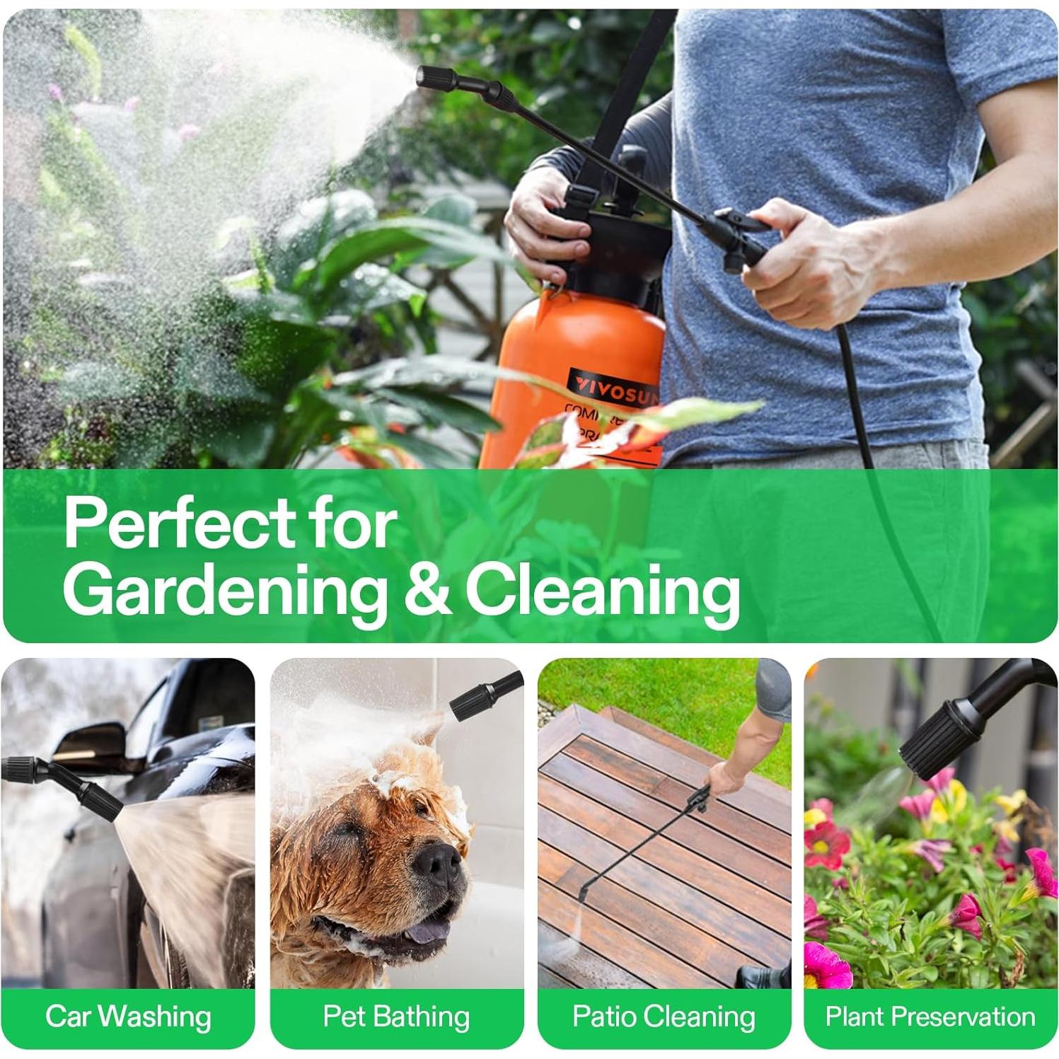 Pulverizador de Presión VIVOSUN 3L Naranja con Correa Ajustable