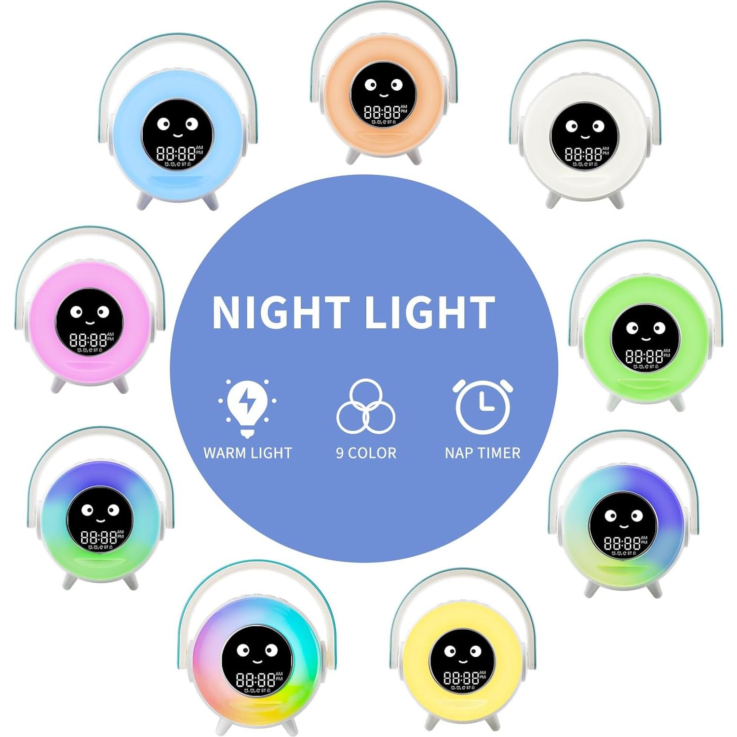 LOVME Kids Alarm Clock, Ready to Rise Sleep Training Clock With Night Lights, Sound Machine, OK to Wake, Gift Ideas for Toddler Boy Girl