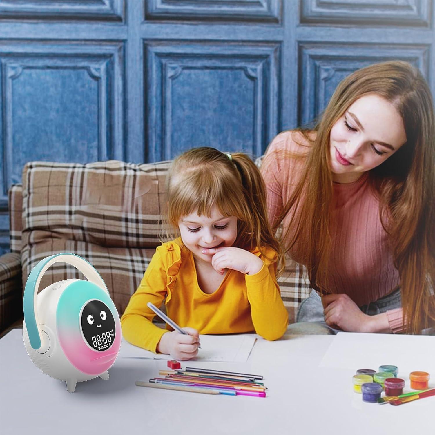 LOVME Kids Alarm Clock, Ready to Rise Sleep Training Clock With Night Lights, Sound Machine, OK to Wake, Gift Ideas for Toddler Boy Girl