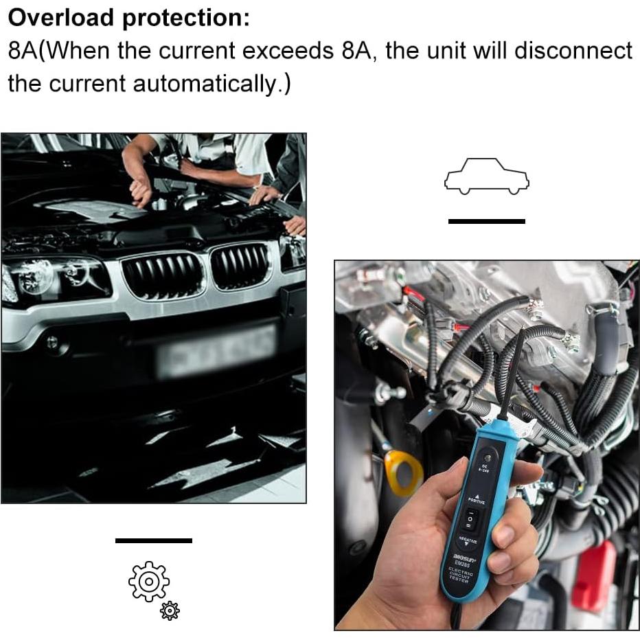 Probador de Circuito Eléctrico Allsun EM285 6-24V DC 5m