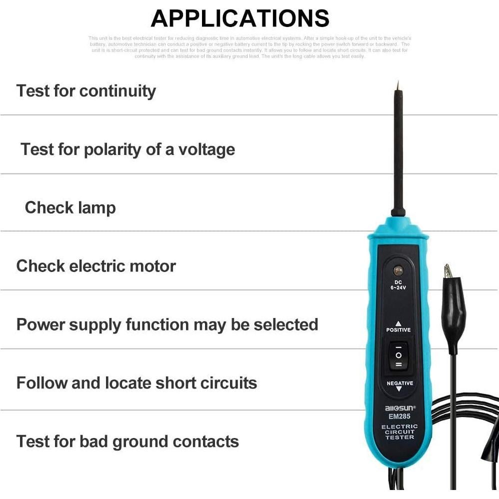 Probador de Circuito Eléctrico Allsun EM285 6-24V DC 5m