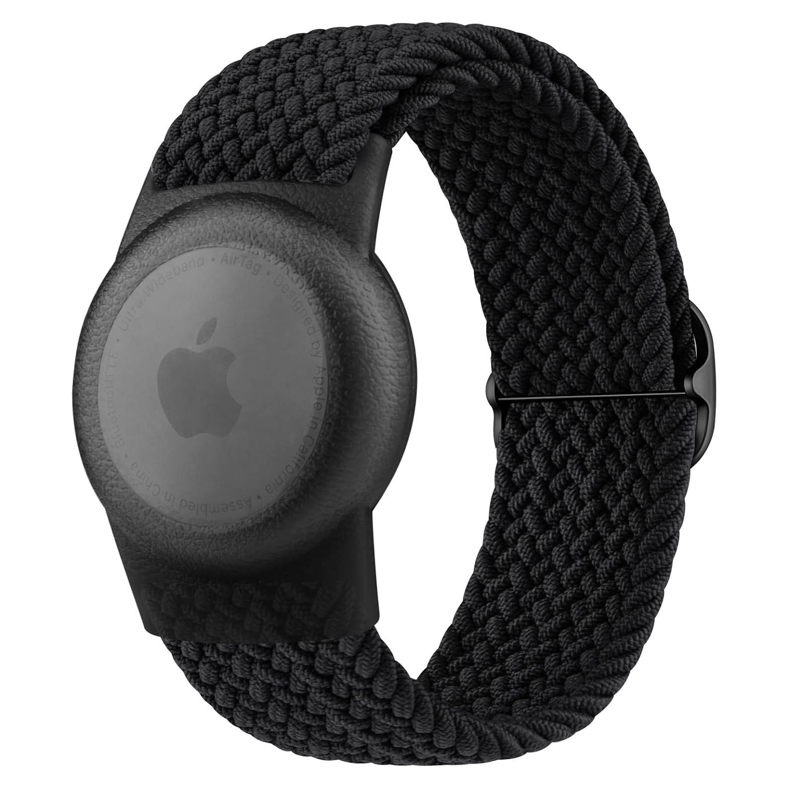 Pulsera Vanjua para Apple AirTag Niños Ajustable Nylon Negro