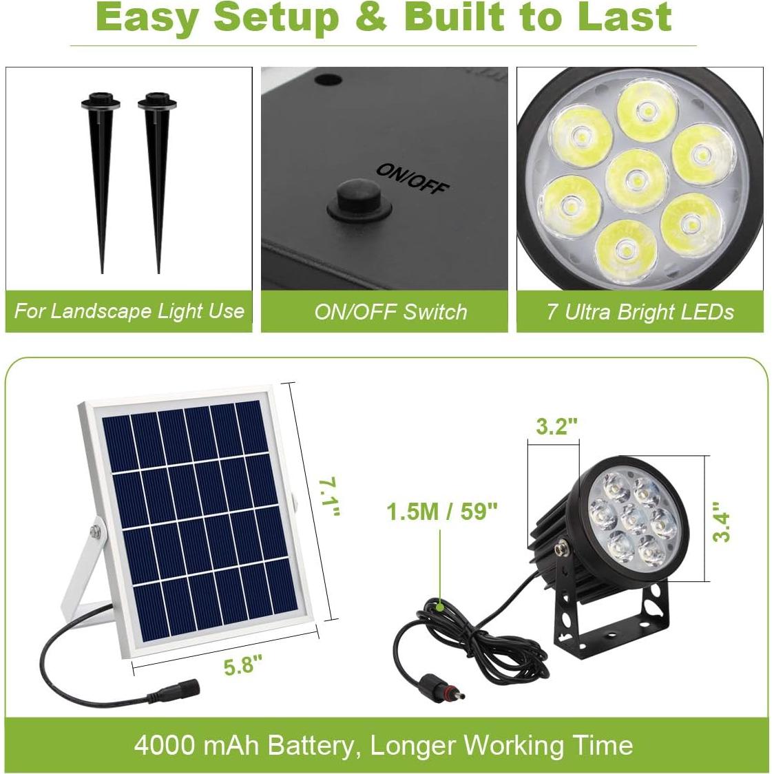 Luz Solar para Poste de Bandera APONUO 500 Lúmenes IP65
