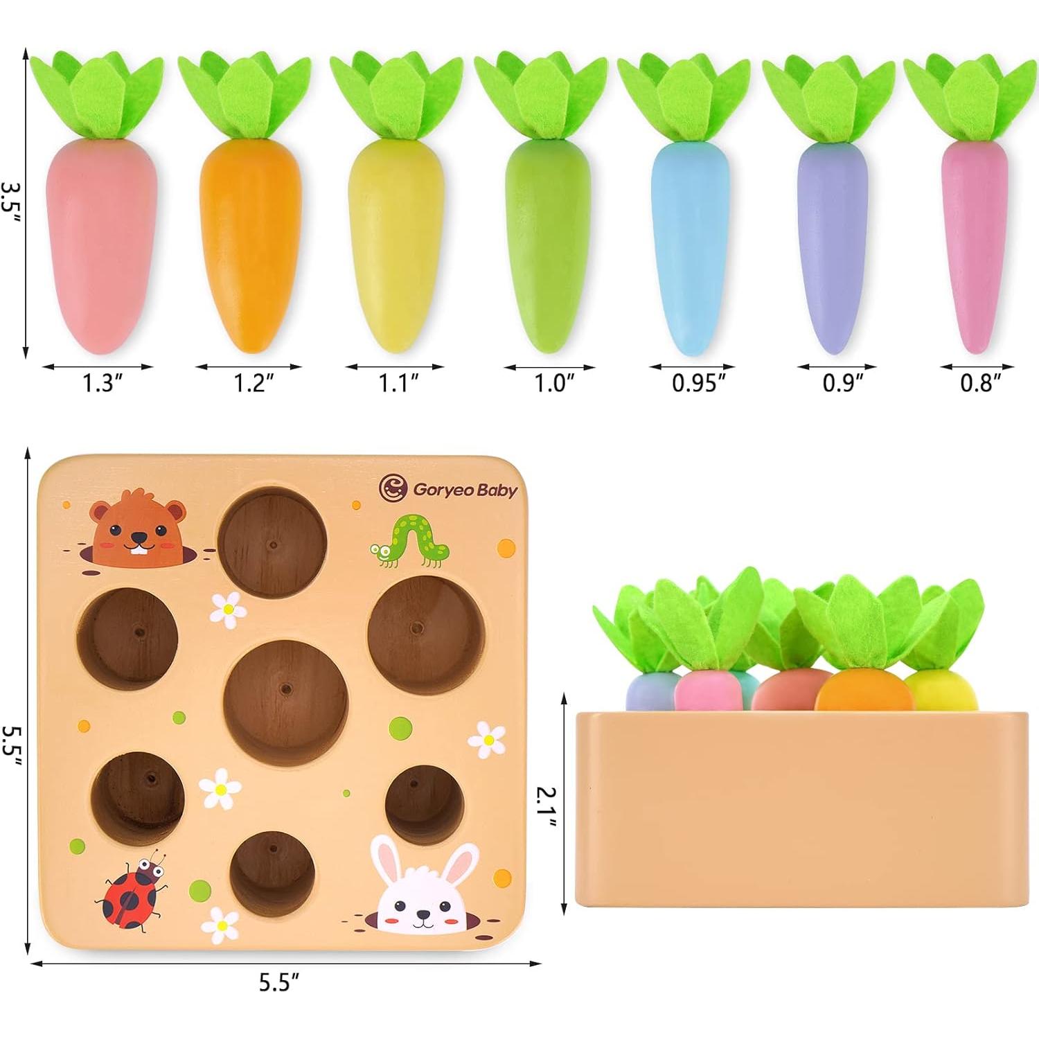 Juguete Montessori KMTJT Cosecha de Zanahorias de Madera 1-3 Años