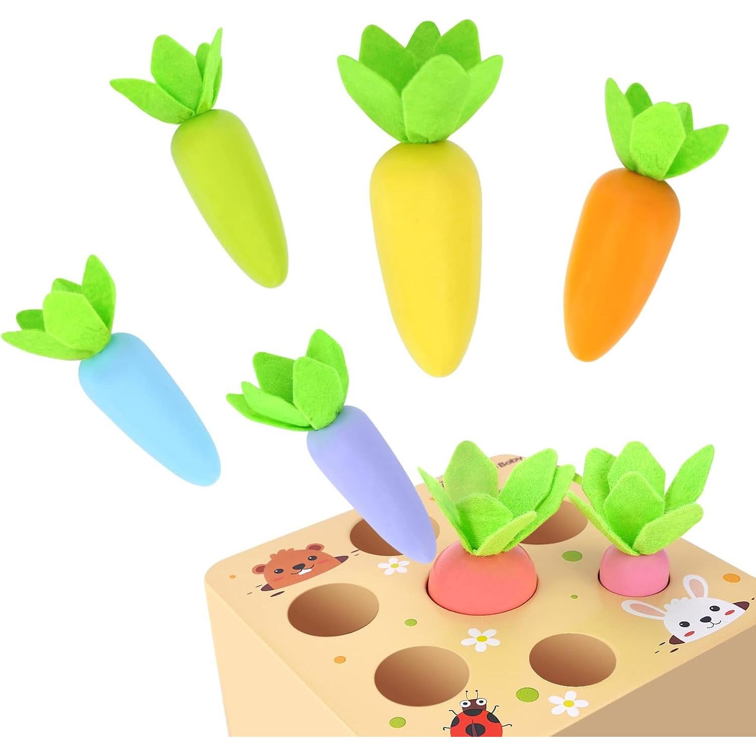 Juguete Montessori KMTJT Cosecha de Zanahorias de Madera 1-3 Años