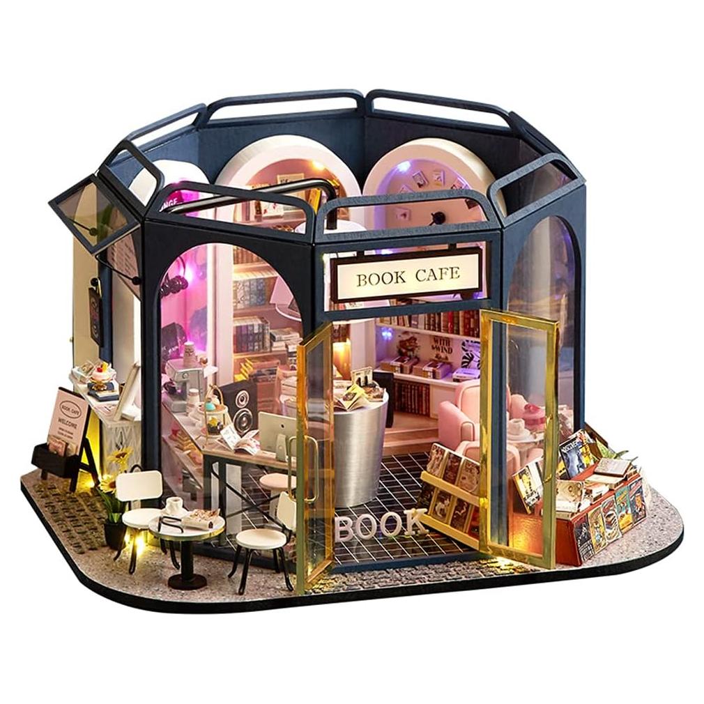 Kit Casa de Muñecas Miniatura DIY TuKIIE Cafetería 27.8x25.8cm