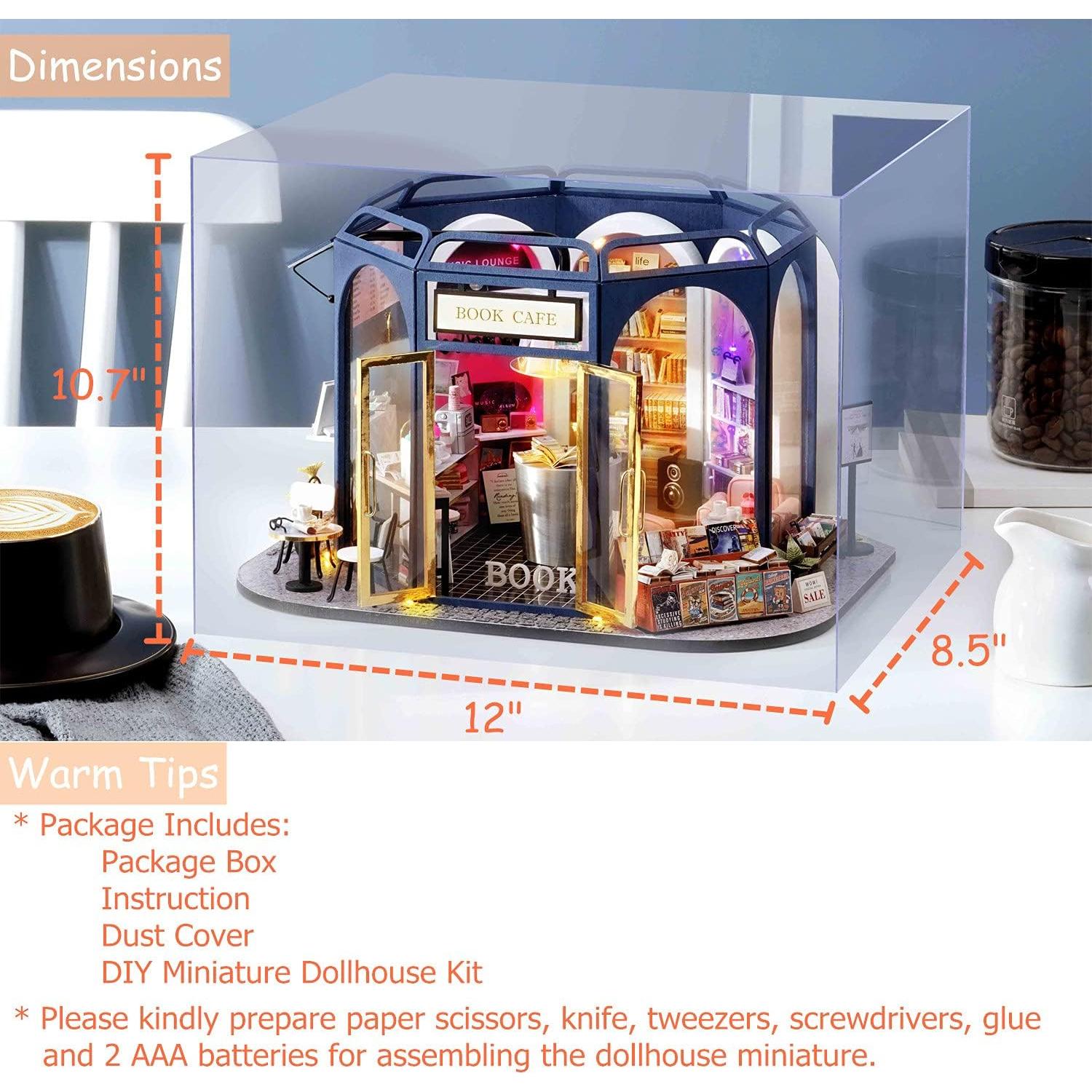 Kit Casa de Muñecas Miniatura DIY TuKIIE Cafetería 27.8x25.8cm