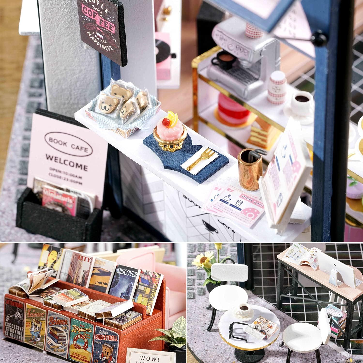 Kit Casa de Muñecas Miniatura DIY TuKIIE Cafetería 27.8x25.8cm