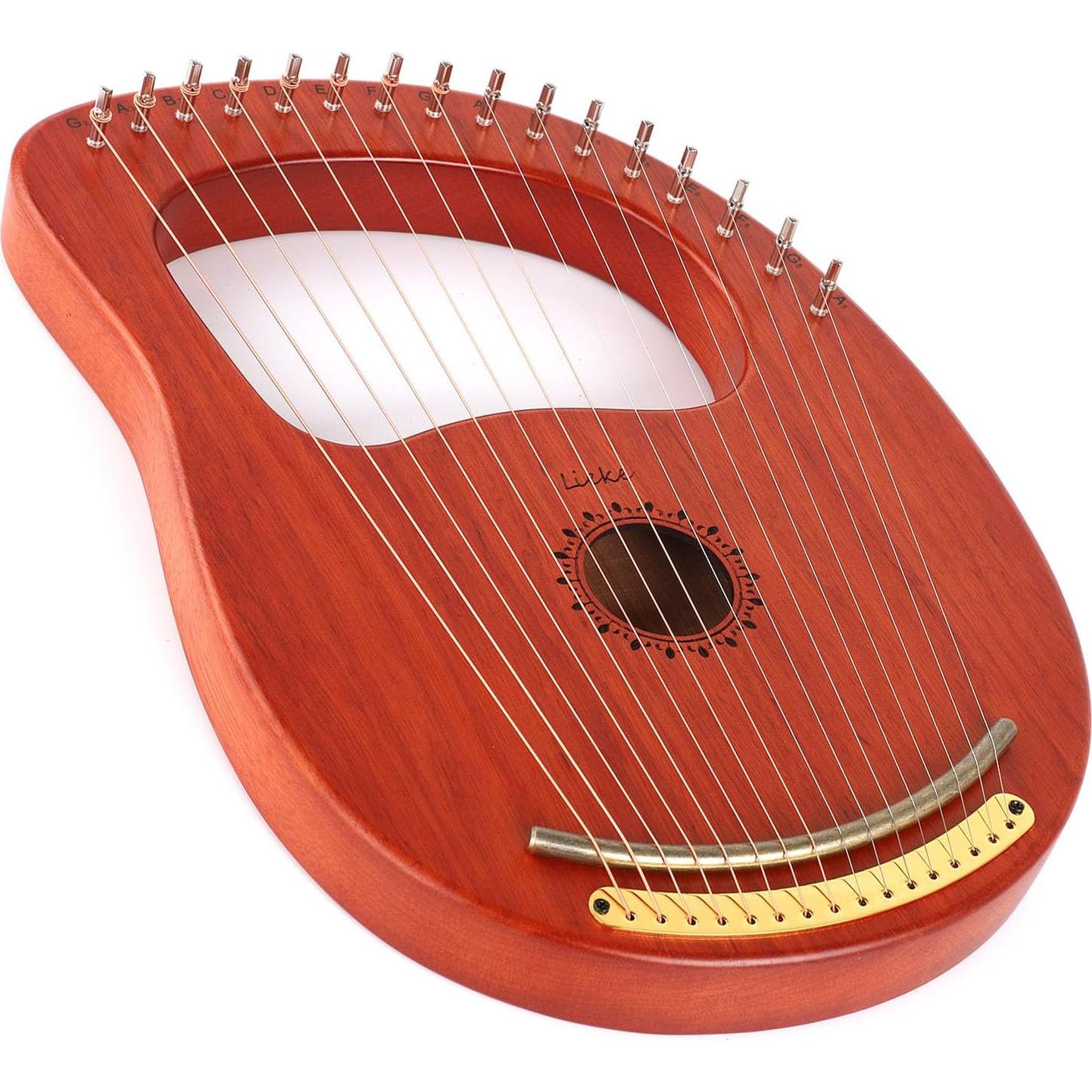 LIEKE Arpa de Lira 16 Cuerdas Caoba con Bolsa y Llave