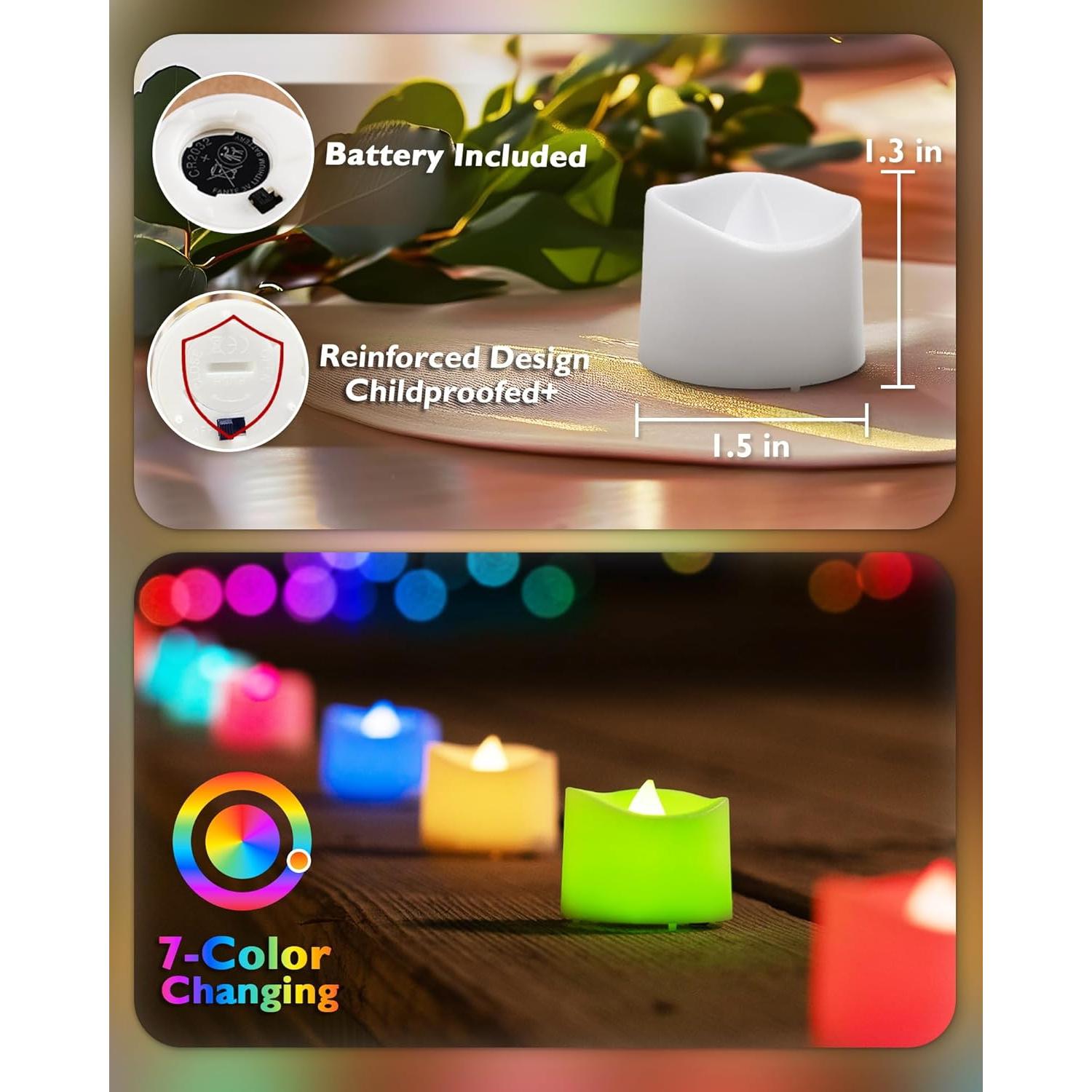 Velas LED Homemory Multicolor 12 Piezas Cambio de Color