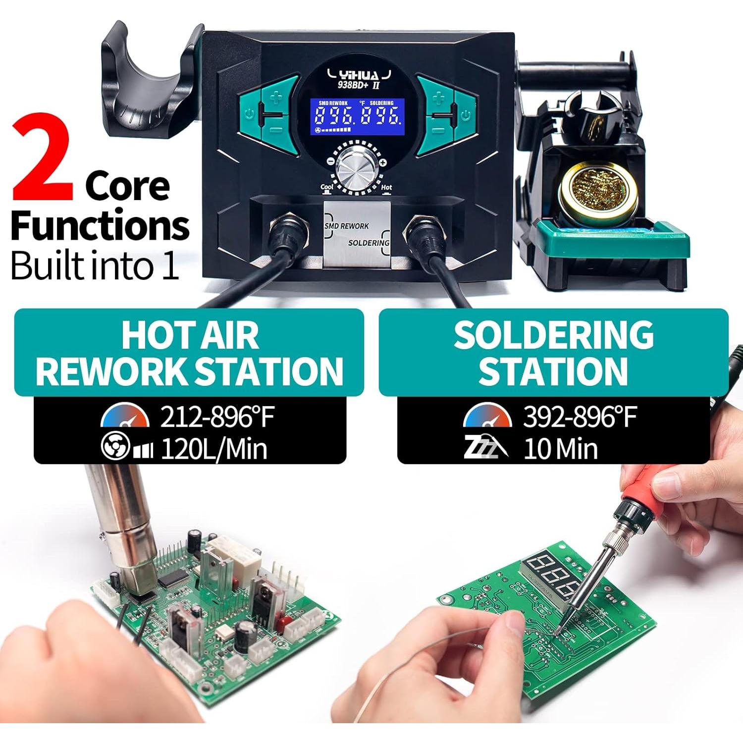 Estación de Soldadura YIHUA 938BD+ II con Aire Caliente