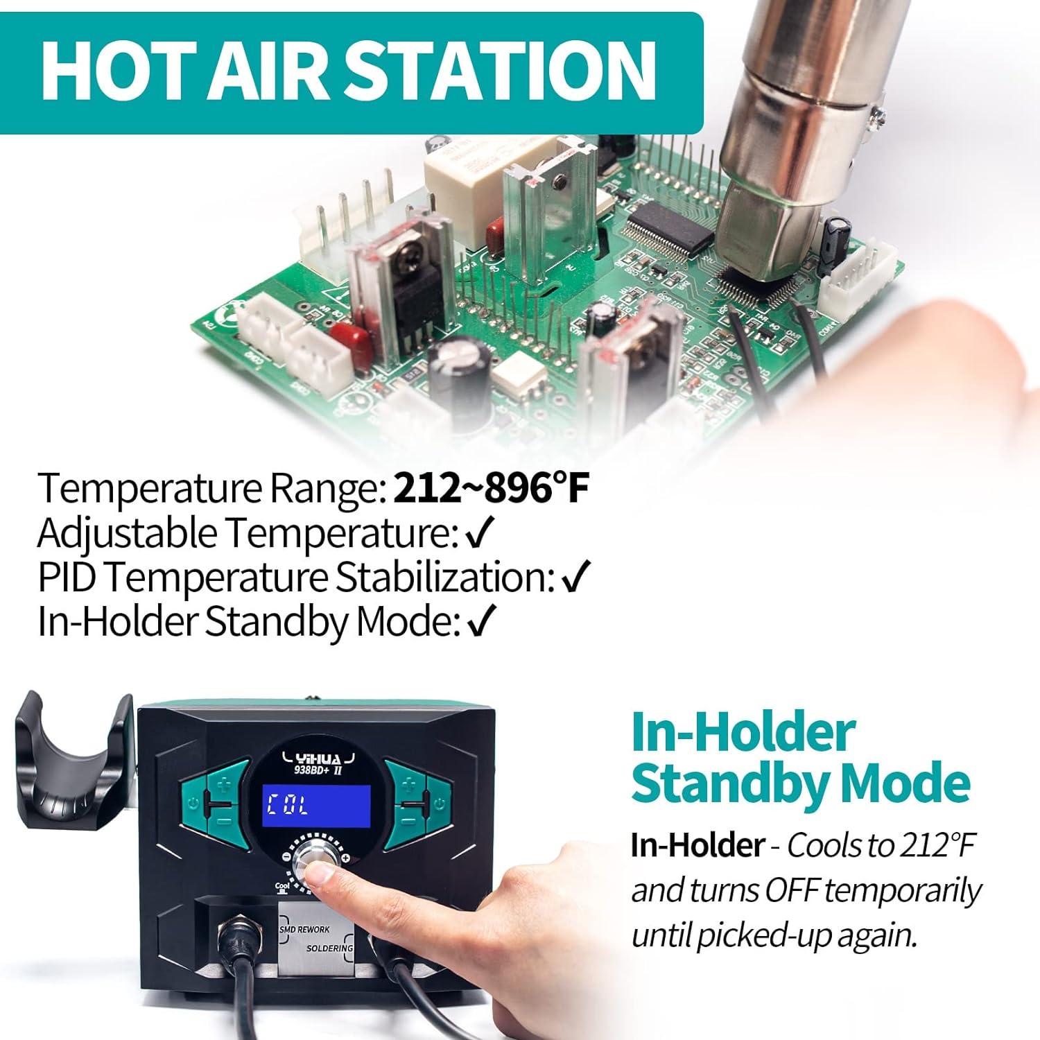 Estación de Soldadura YIHUA 938BD+ II con Aire Caliente