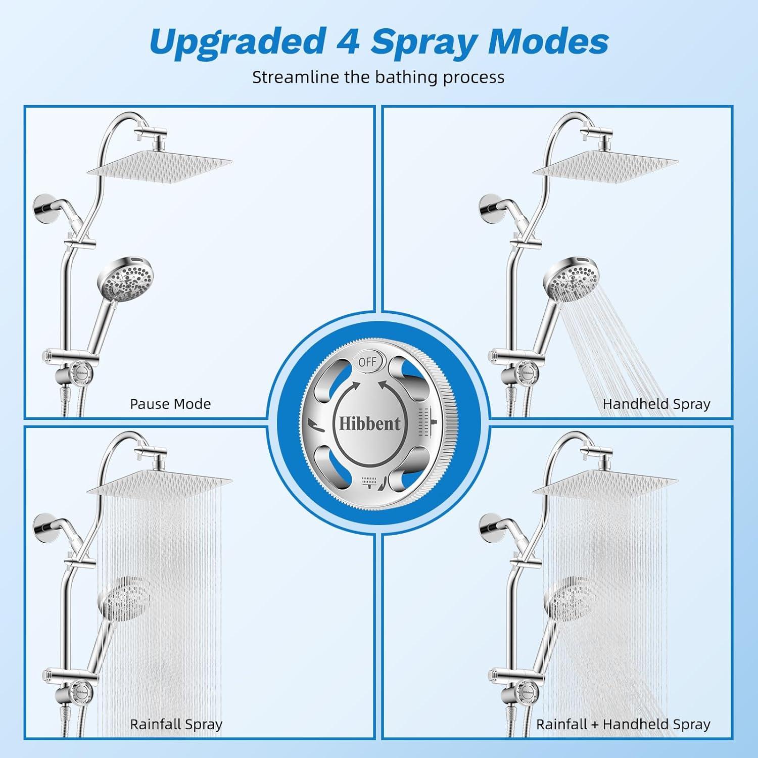 Cabezal de Ducha de Lluvia Hibbent 10" Cromo Alta Presión