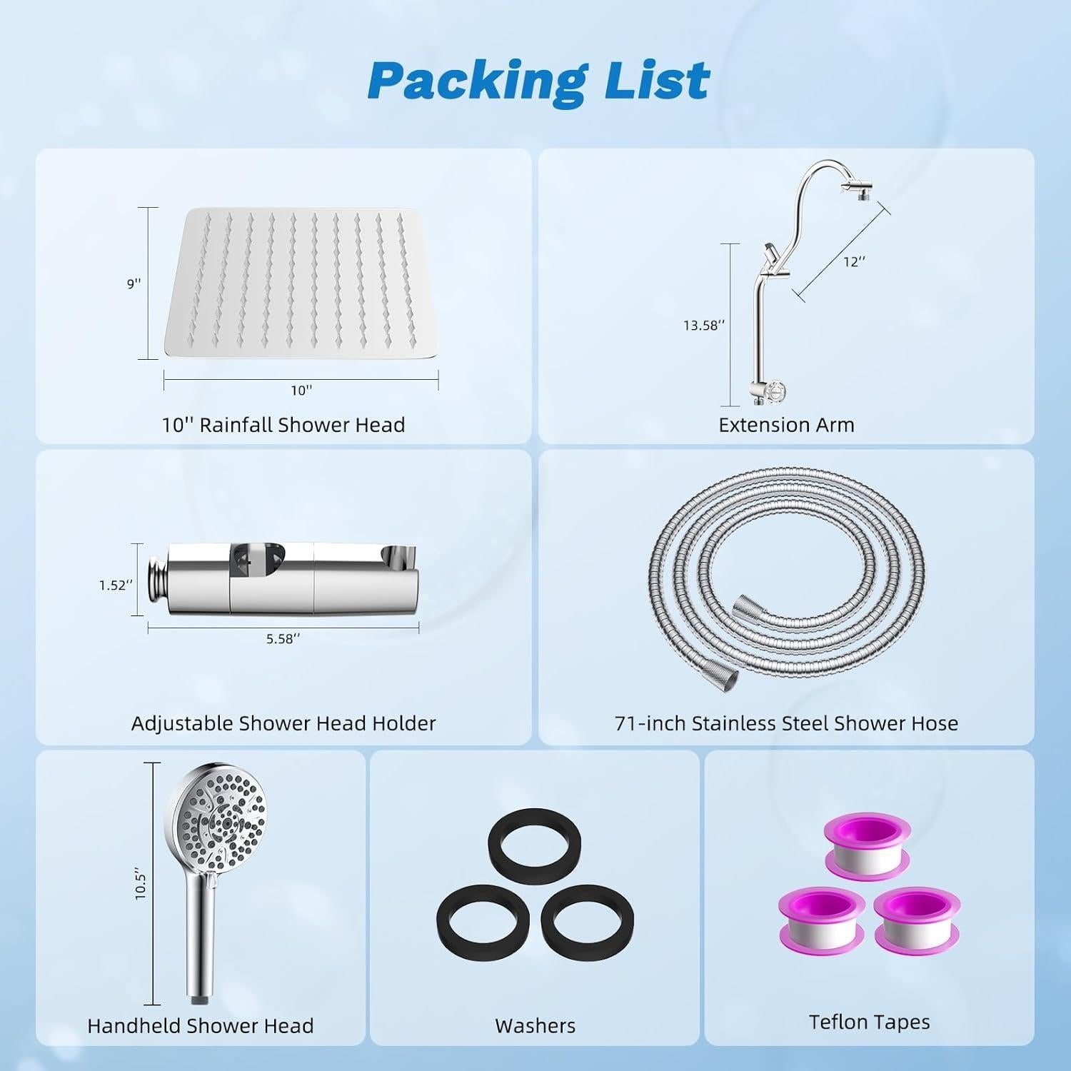 Cabezal de Ducha de Lluvia Hibbent 10" Cromo Alta Presión