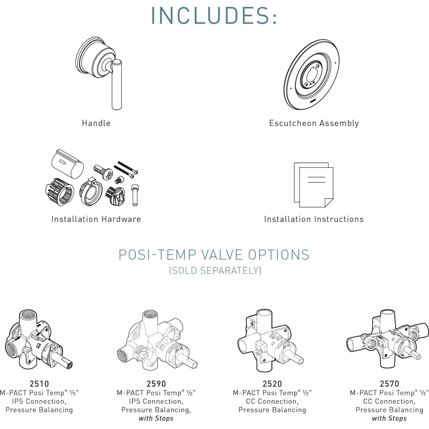 Manija de Válvula Moen Gibson Negro Mate Trim T2901BL