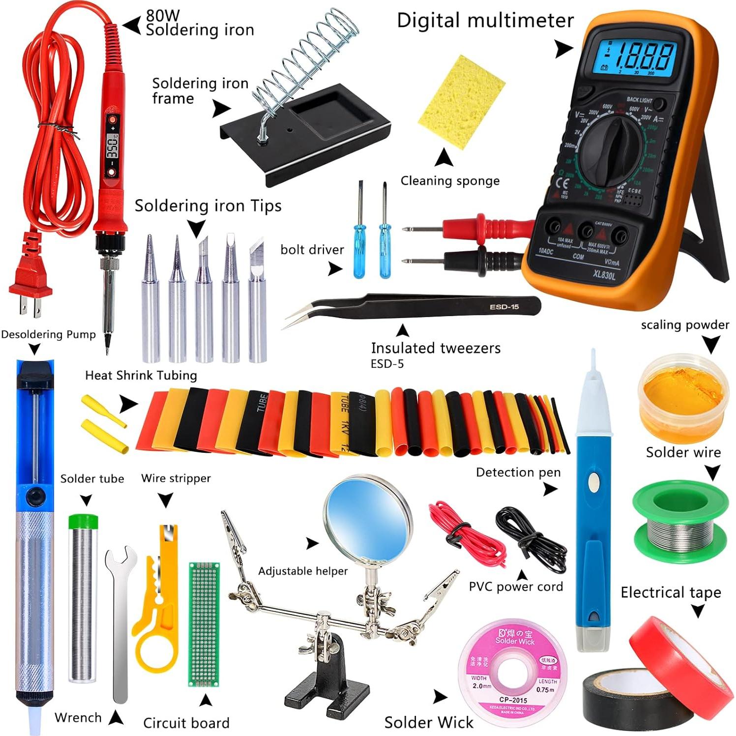 Kit de Soldador KYZHXVO 80W Digital LCD Temperatura Ajustable