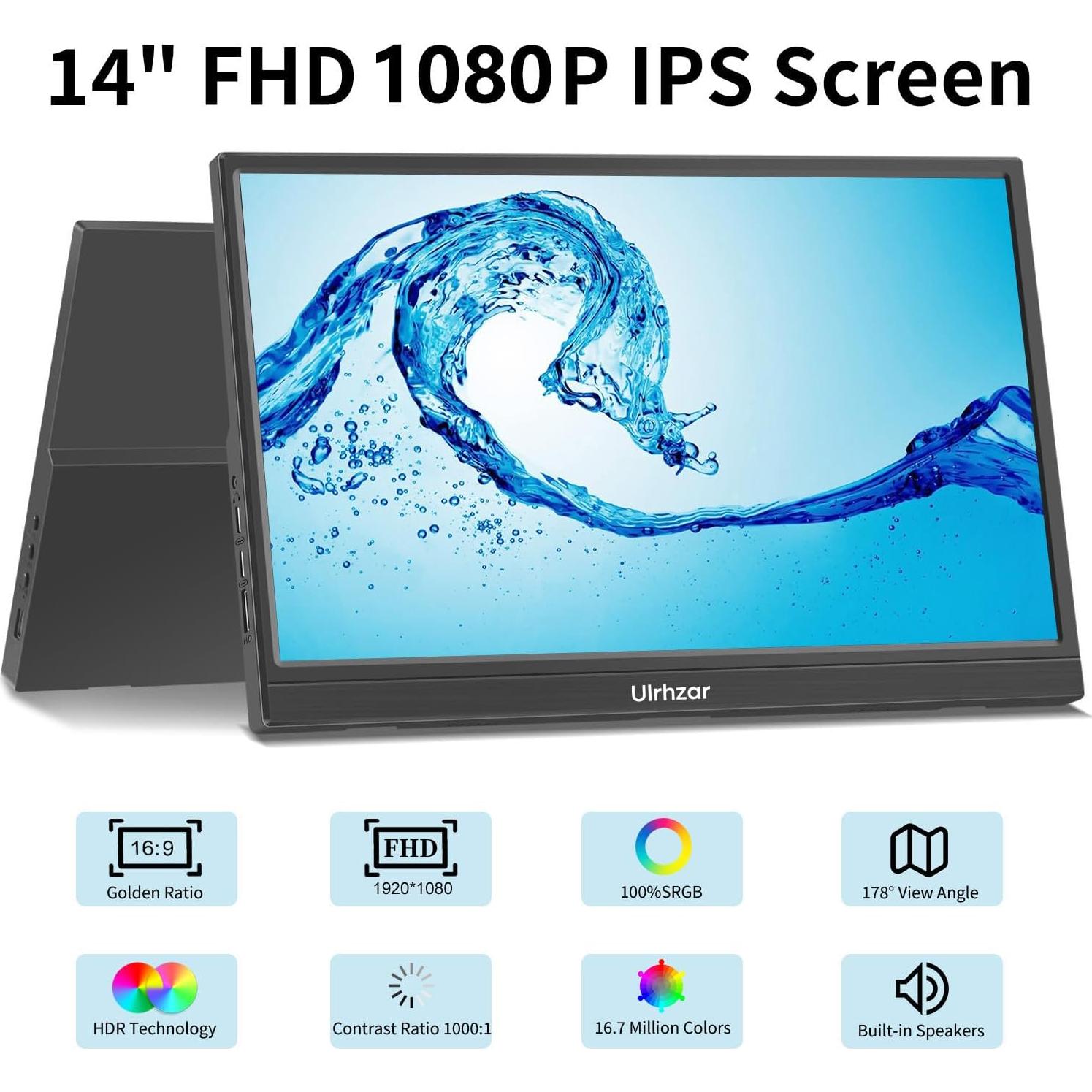 Monitor Táctil 14" Ulrhzar FHD 1920x1080 USB-C HDMI