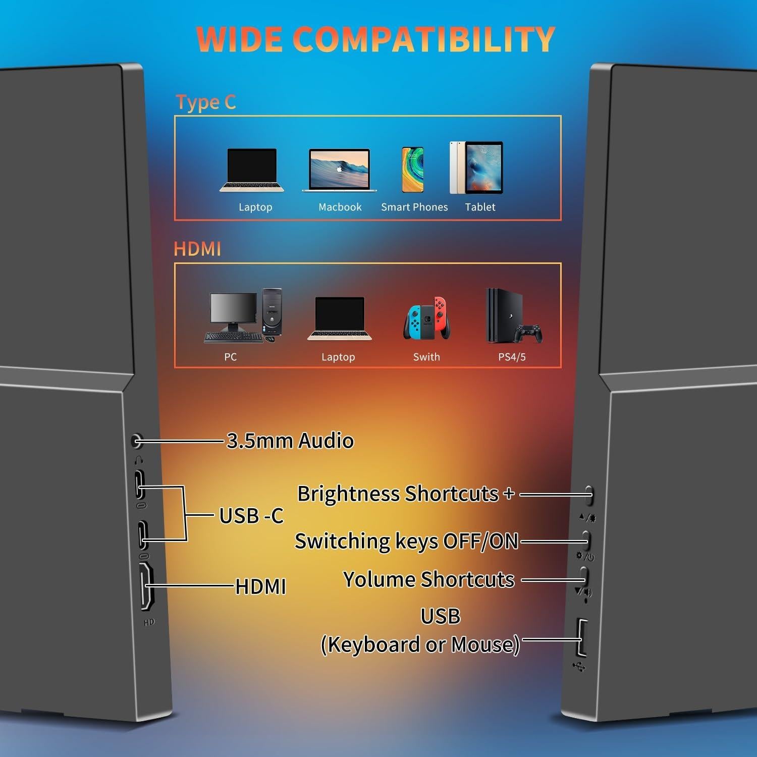 Monitor Táctil 14" Ulrhzar FHD 1920x1080 USB-C HDMI