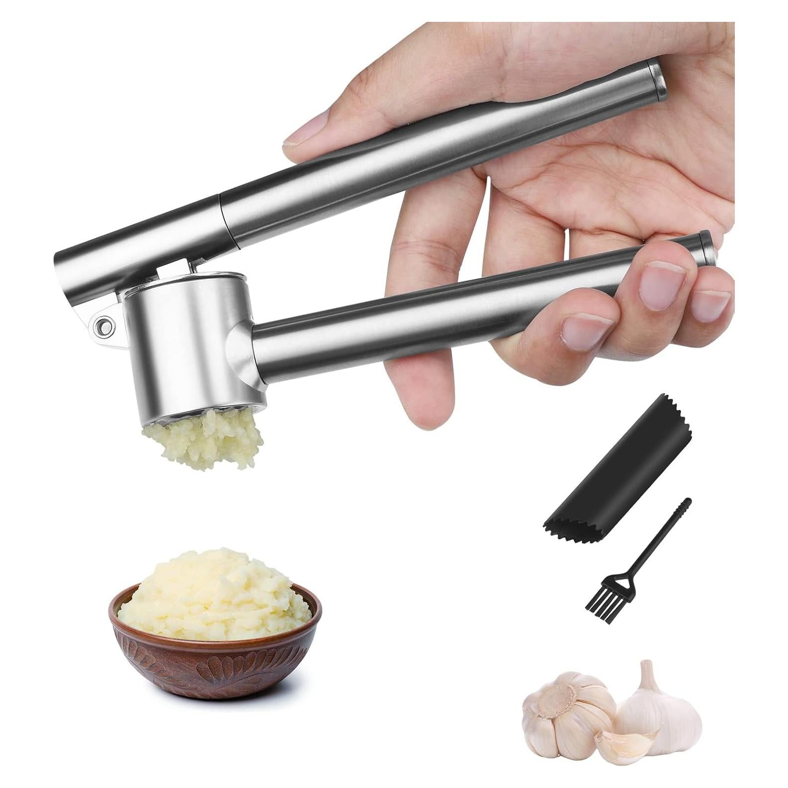 Prensa de Ajo SEUPROPRA Acero Inoxidable con Cepillo y Pelador