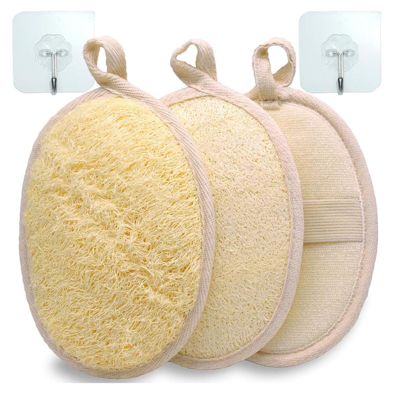 Esponjas de Lufa Natural TEXNINC - Paquete de 2 Exfoliantes