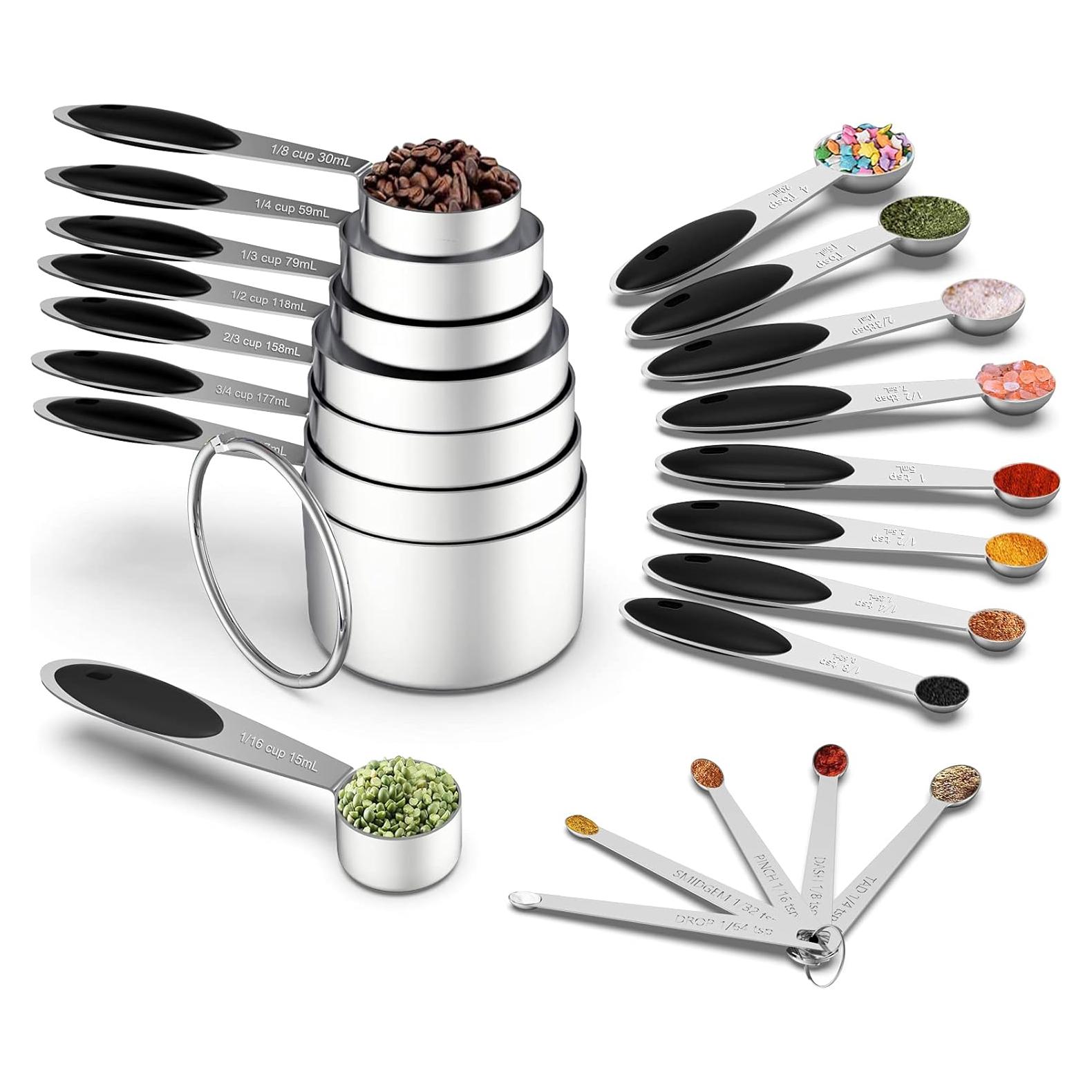 Juego de Tazas y Cucharas Medidoras Wildone - 21 Piezas Acero Inoxidable